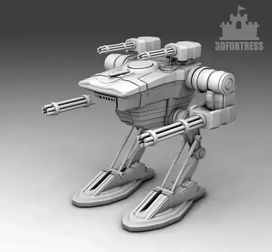 A robot with four miniguns 3D print model