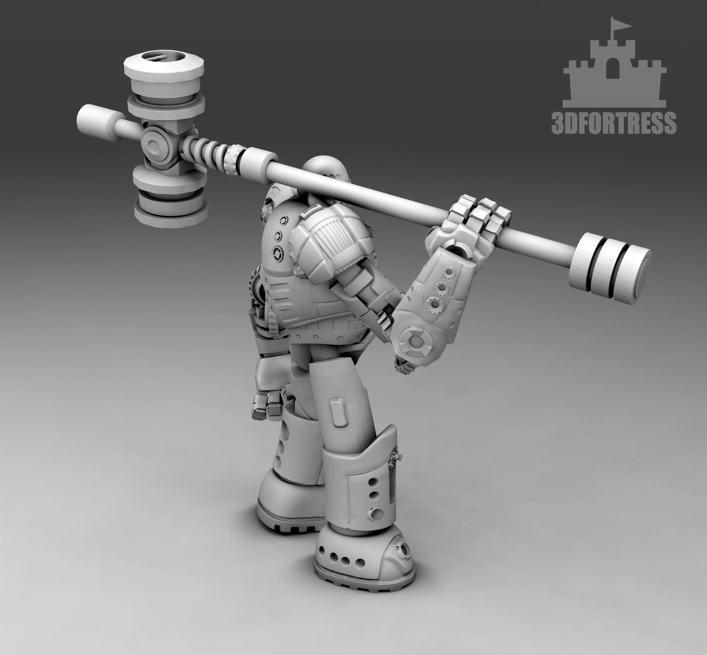Robot with a hammer 3D print model_1