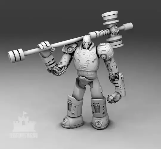 Robot with a hammer 3D print model
