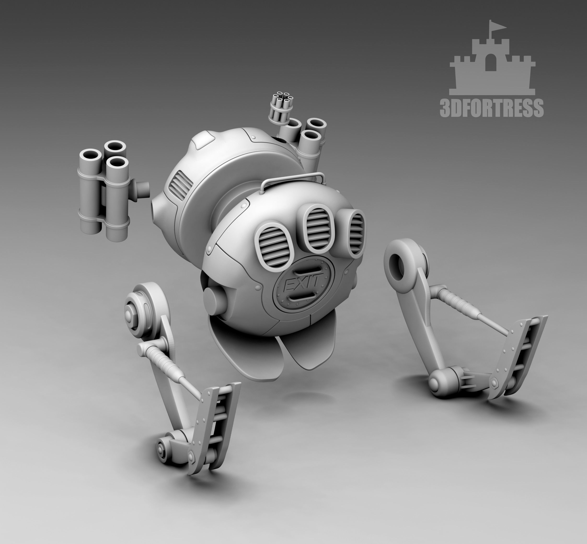 Retro robot 3D print model_2