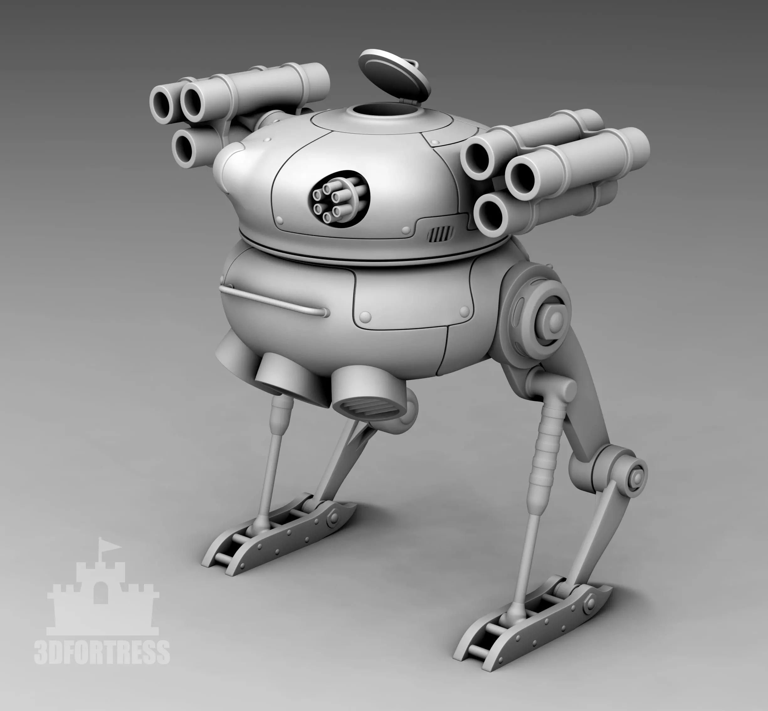 Retro robot 3D print model_0