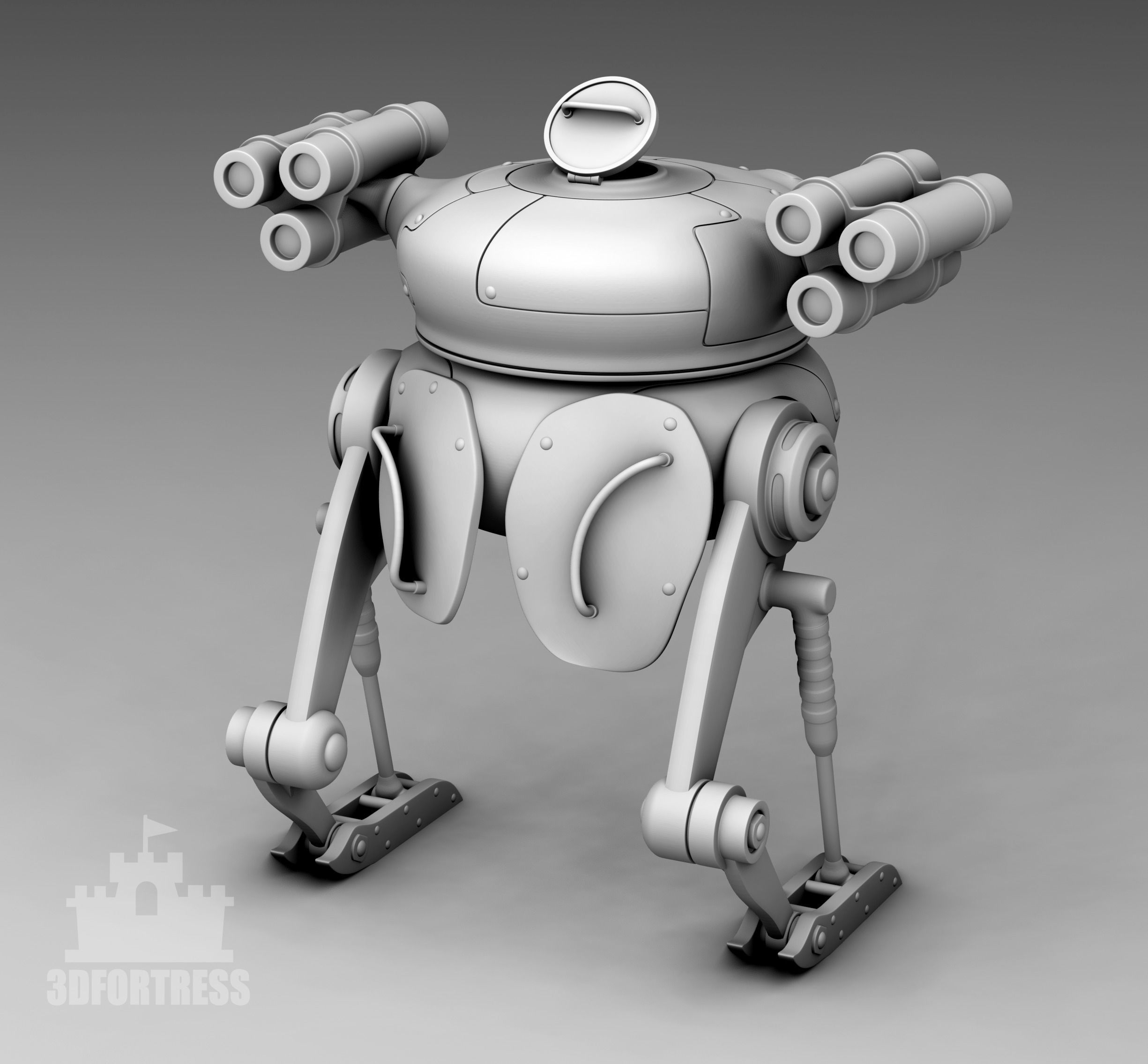 Retro robot 3D print model_1