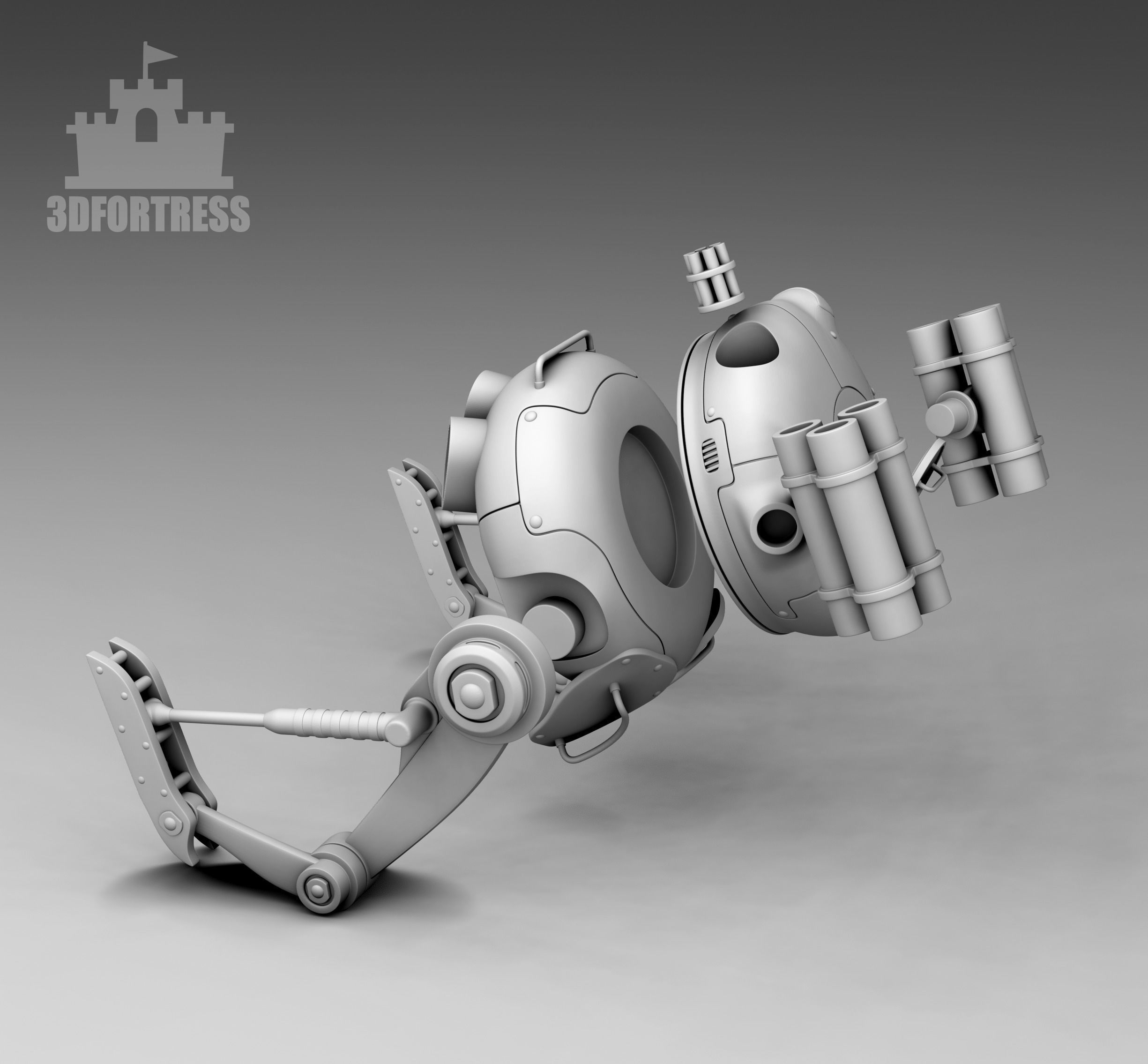 Retro robot 3D print model_3