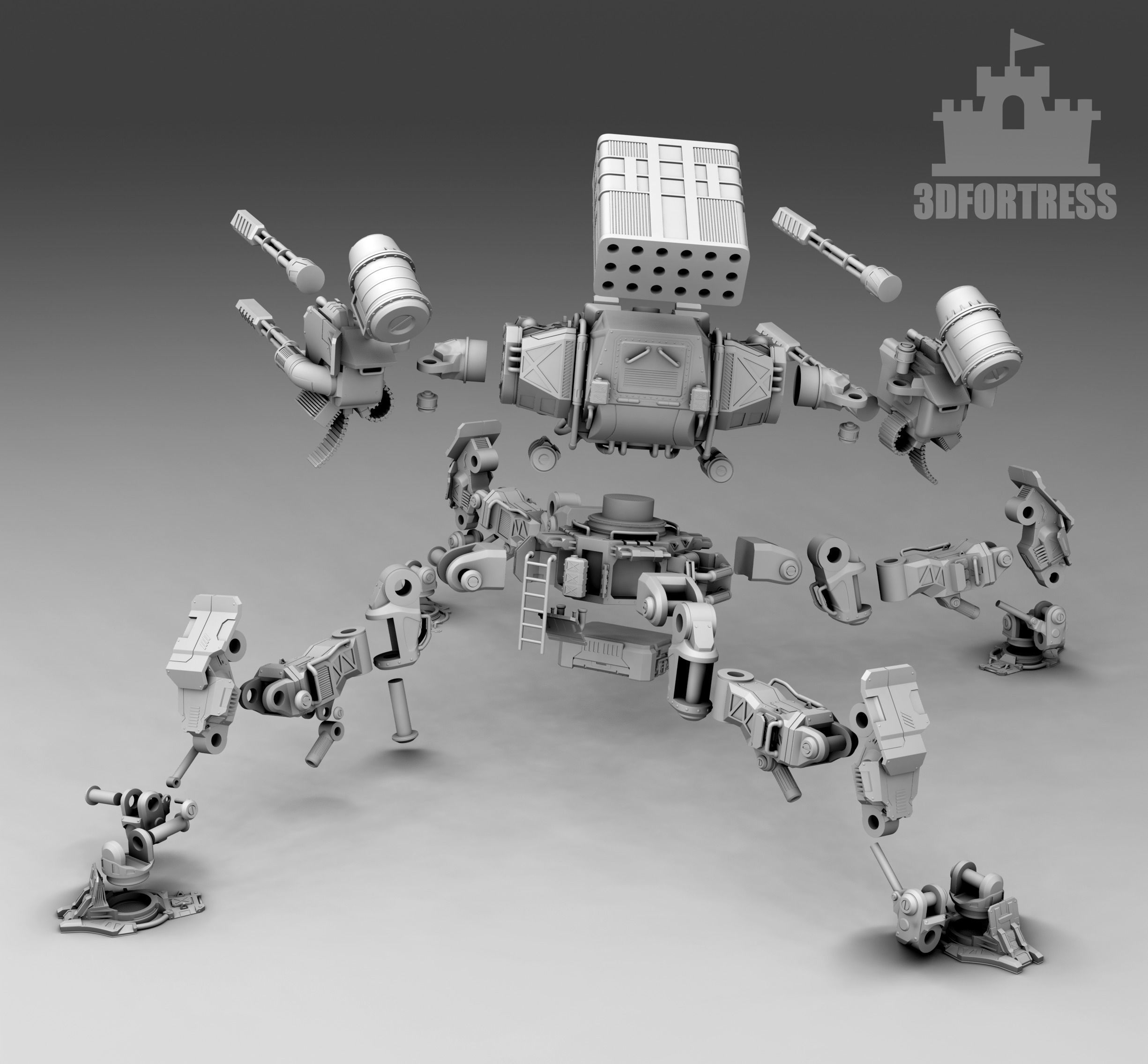 The gunner robot 3D print model_5