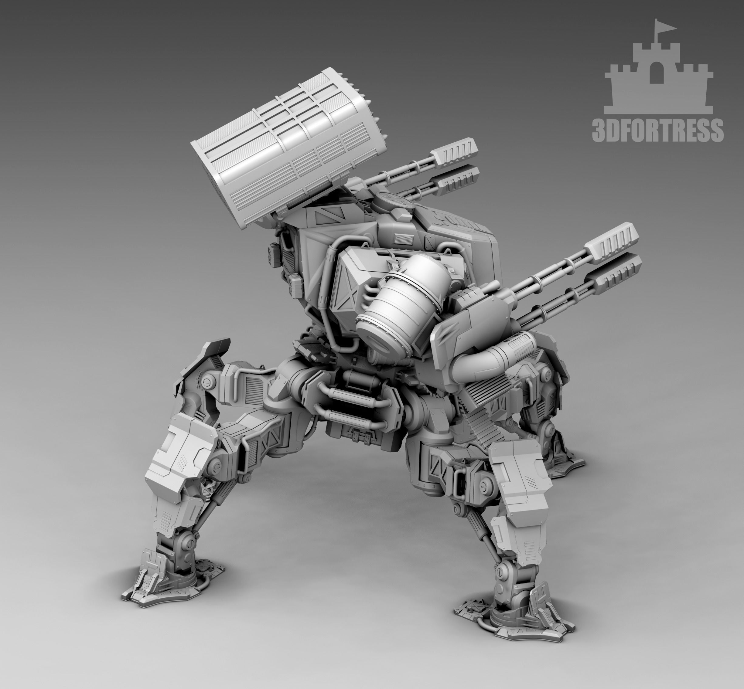 The gunner robot 3D print model_3