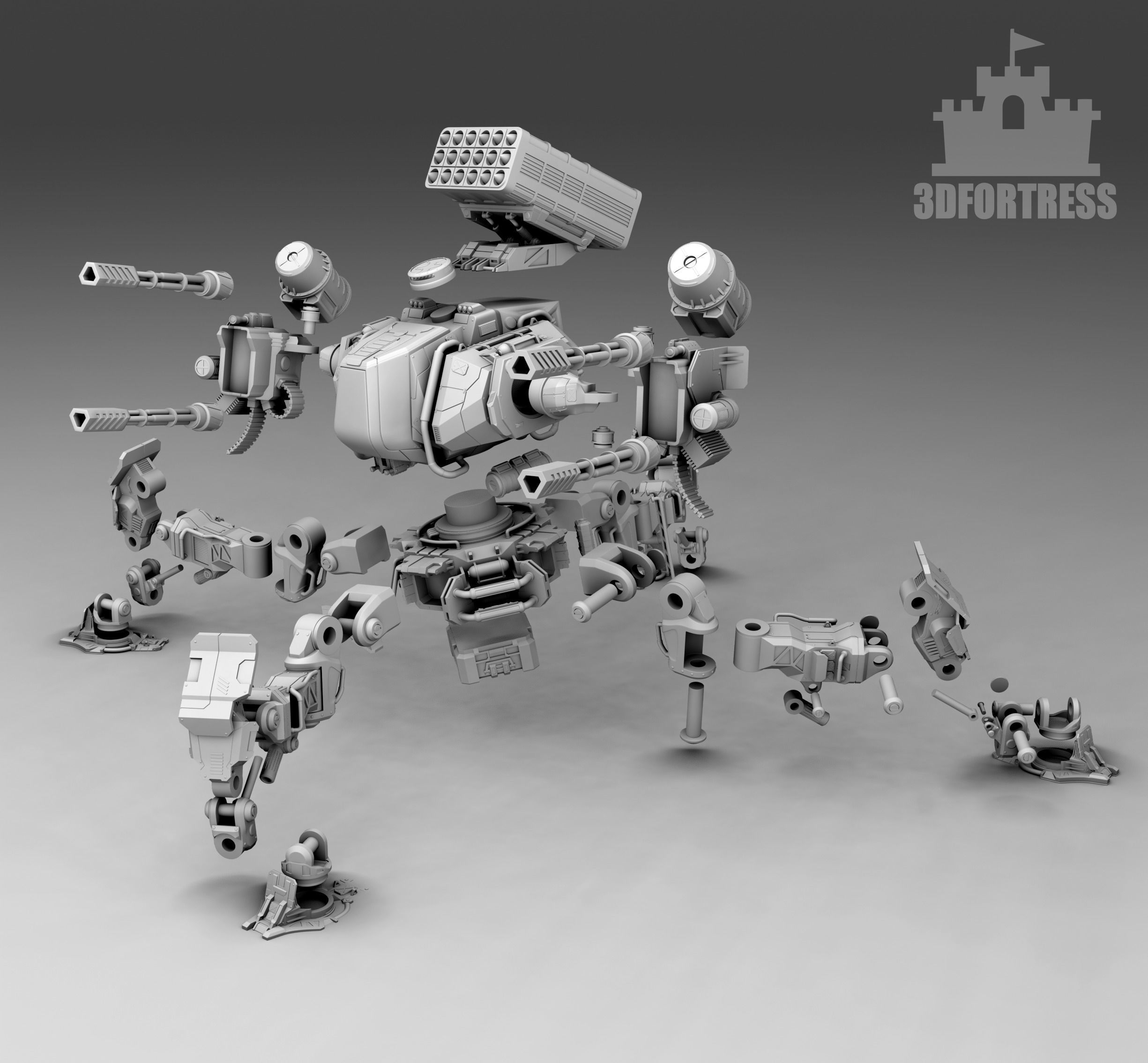 The gunner robot 3D print model_4