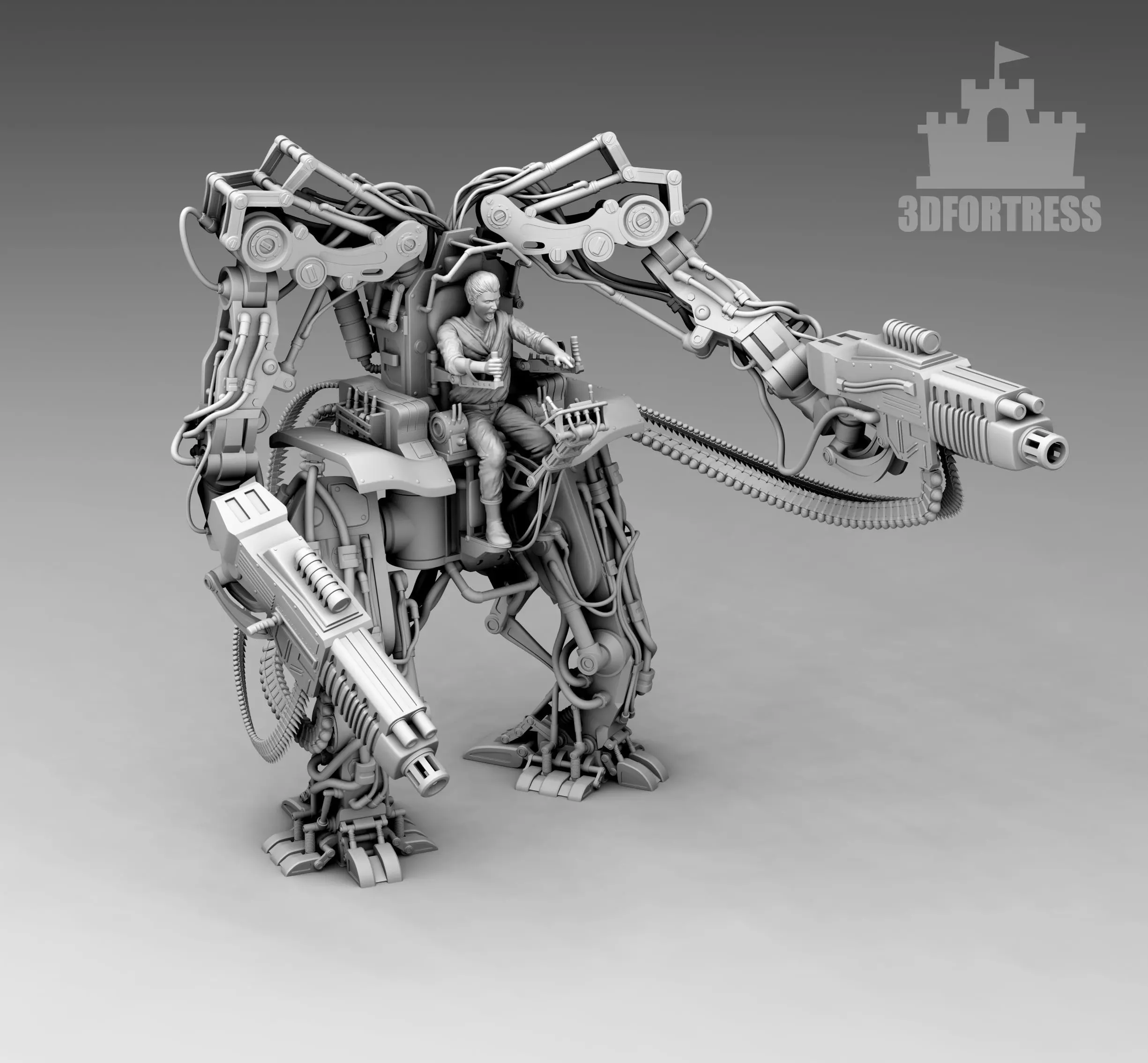  An exoskeleton with machine guns 3D print model_0