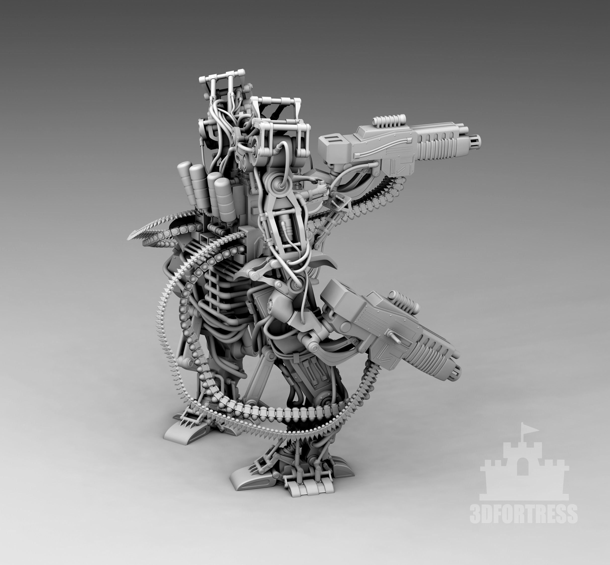  An exoskeleton with machine guns 3D print model_2