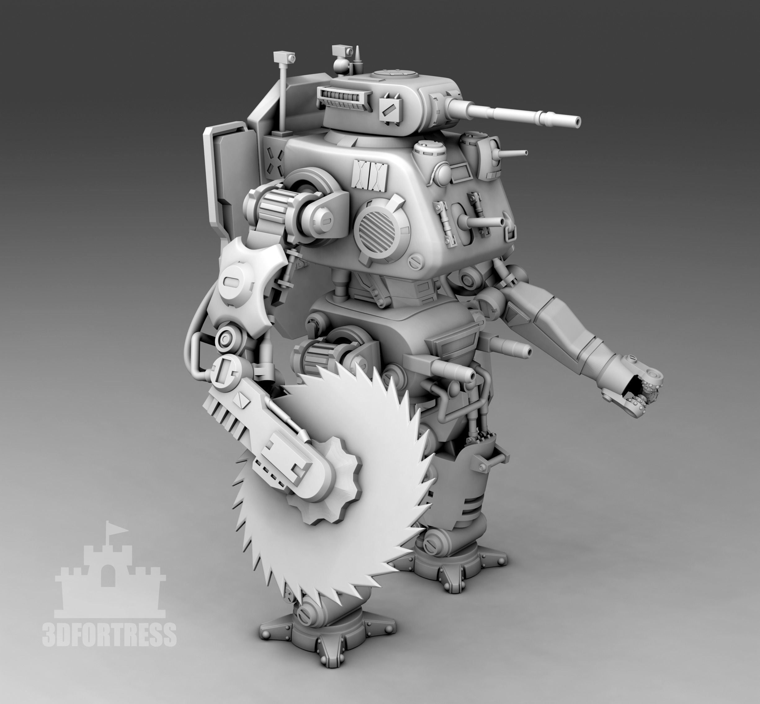 A robot with a cutting disc 3D print model_1