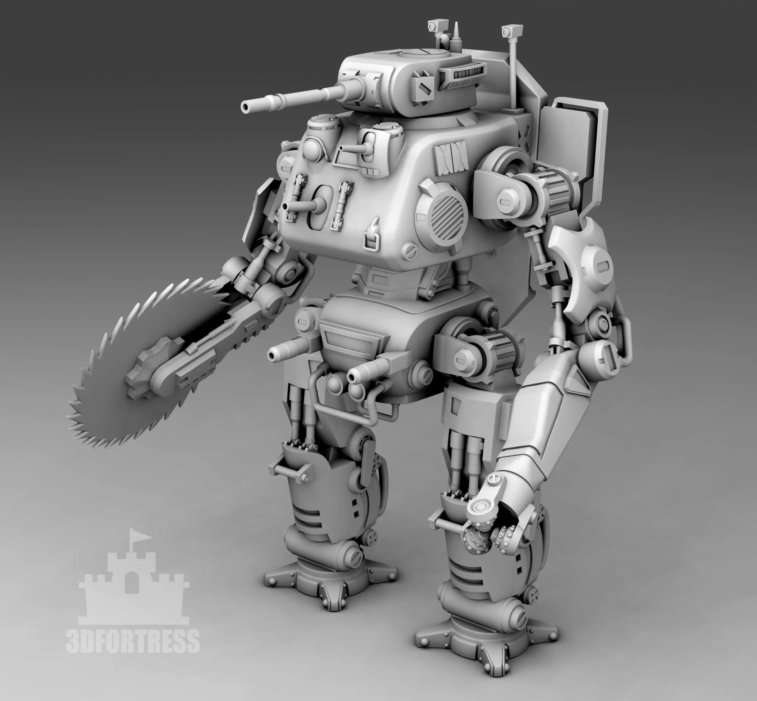 A robot with a cutting disc 3D print model_0