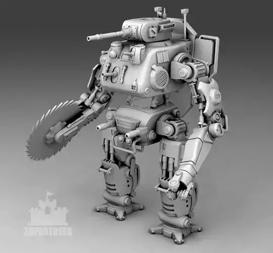 A robot with a cutting disc 3D print model