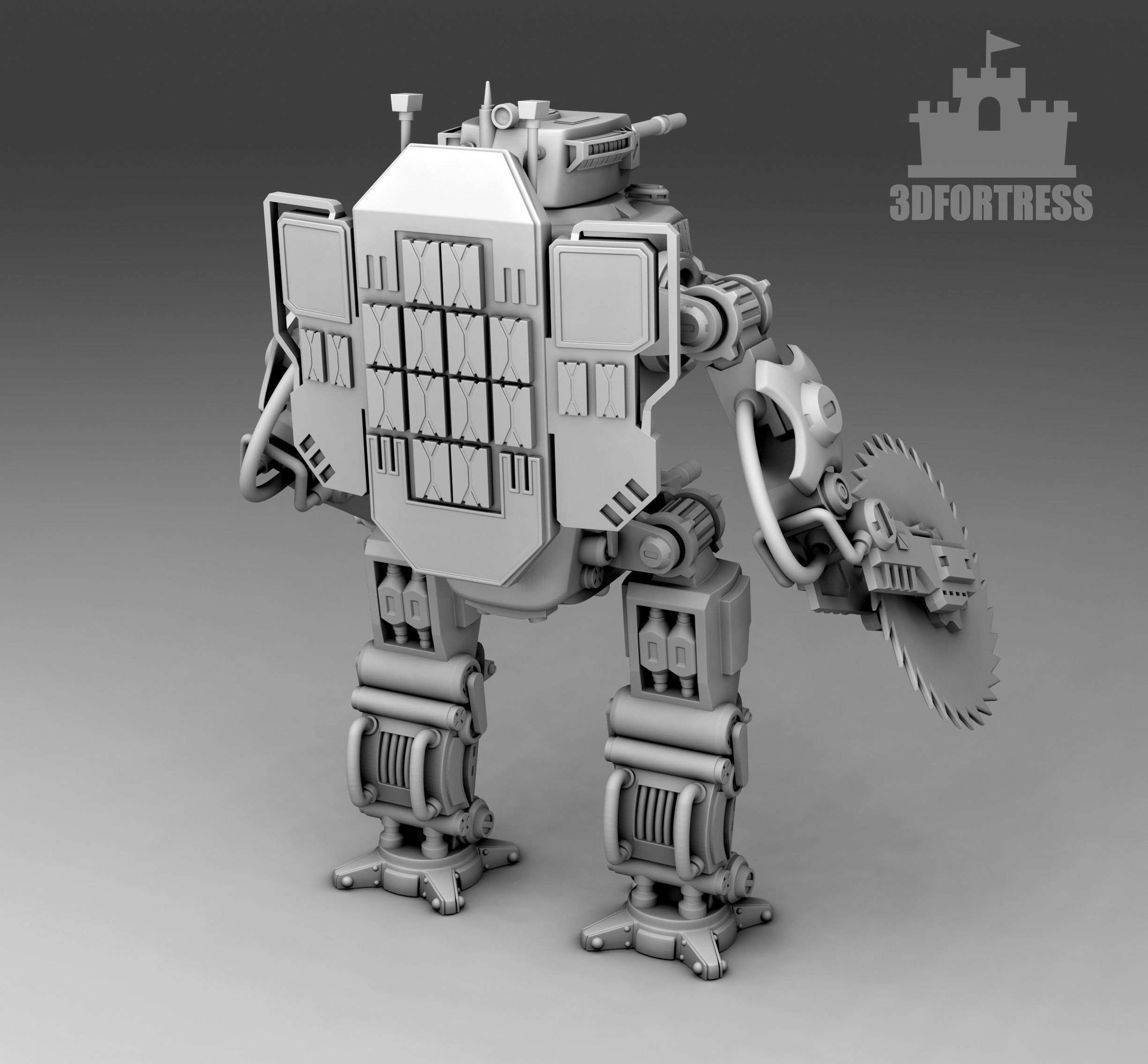 A robot with a cutting disc 3D print model_2