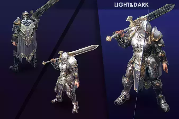 Stylized Human Knight Low-poly 3D model