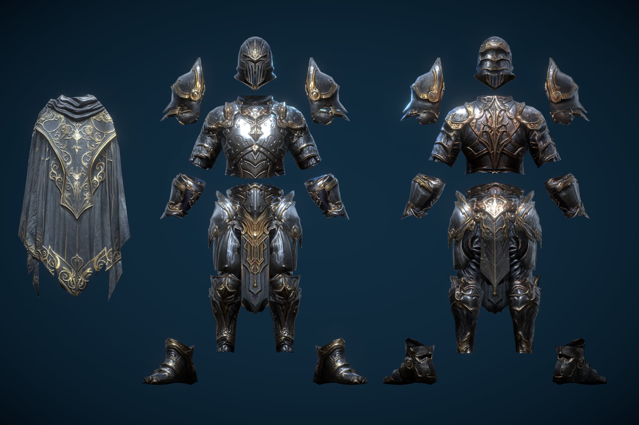 Stylized Human Knight Low-poly 3D model_7