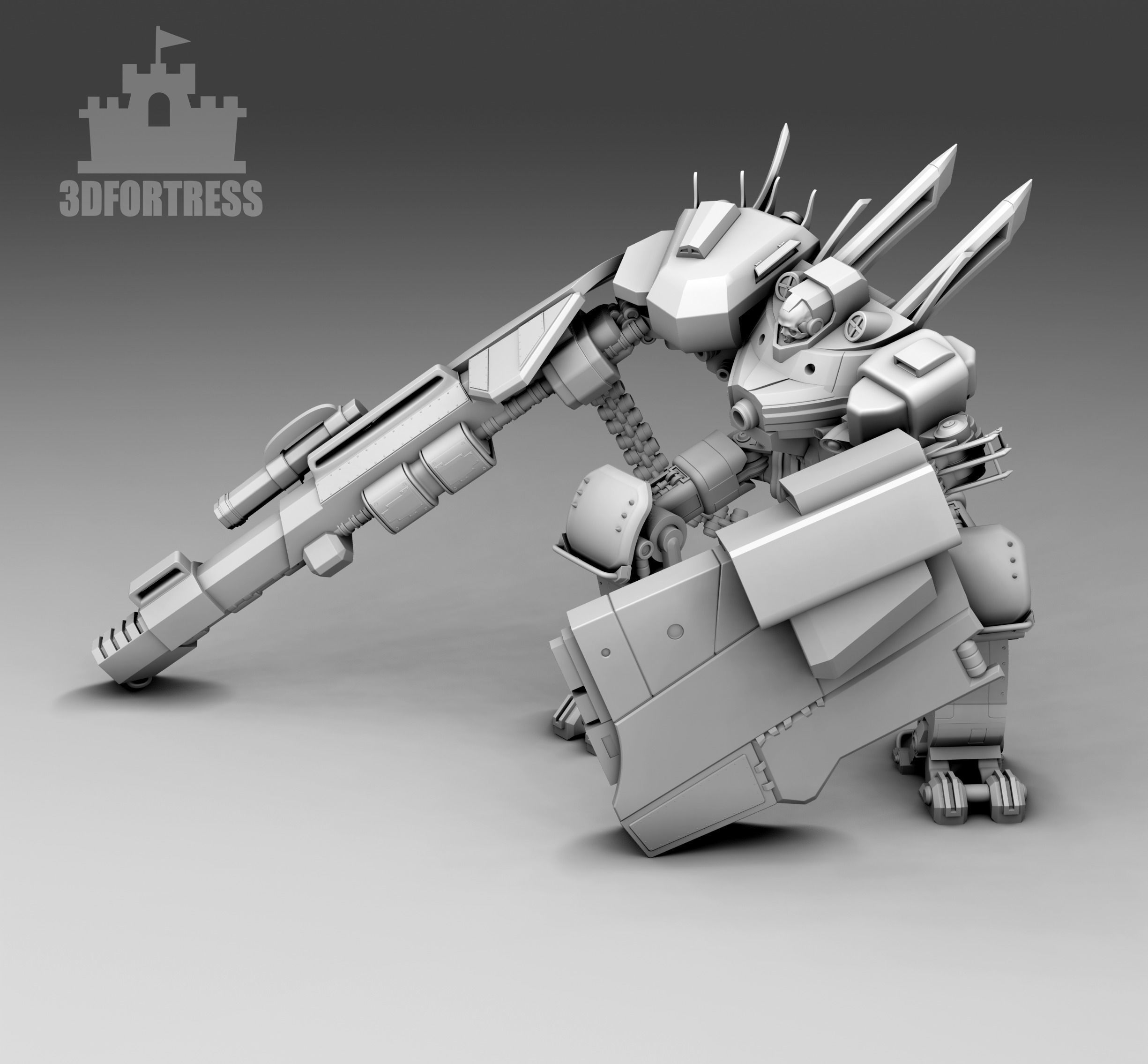  A robot with a shield 3D print model_2