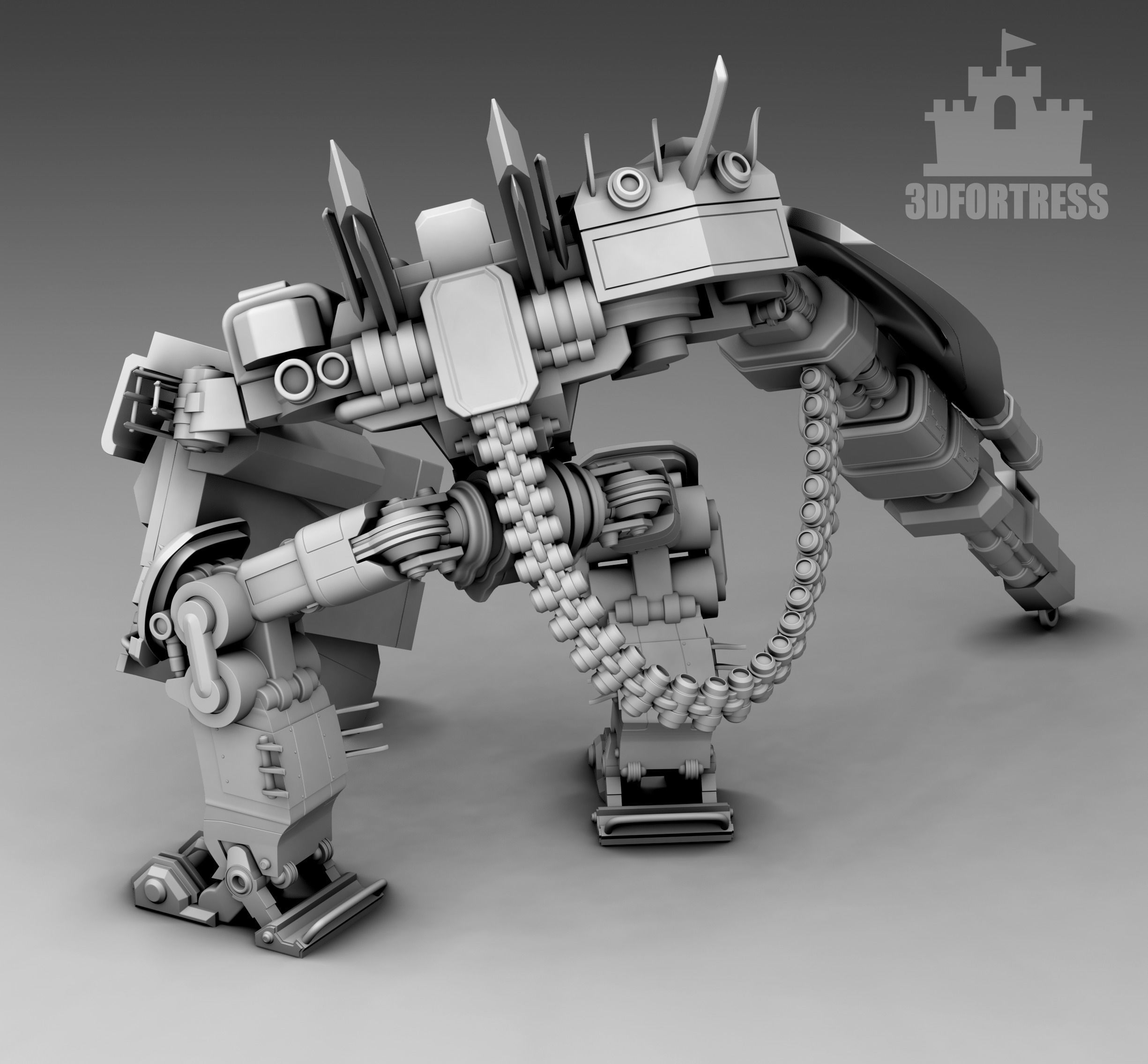  A robot with a shield 3D print model_1