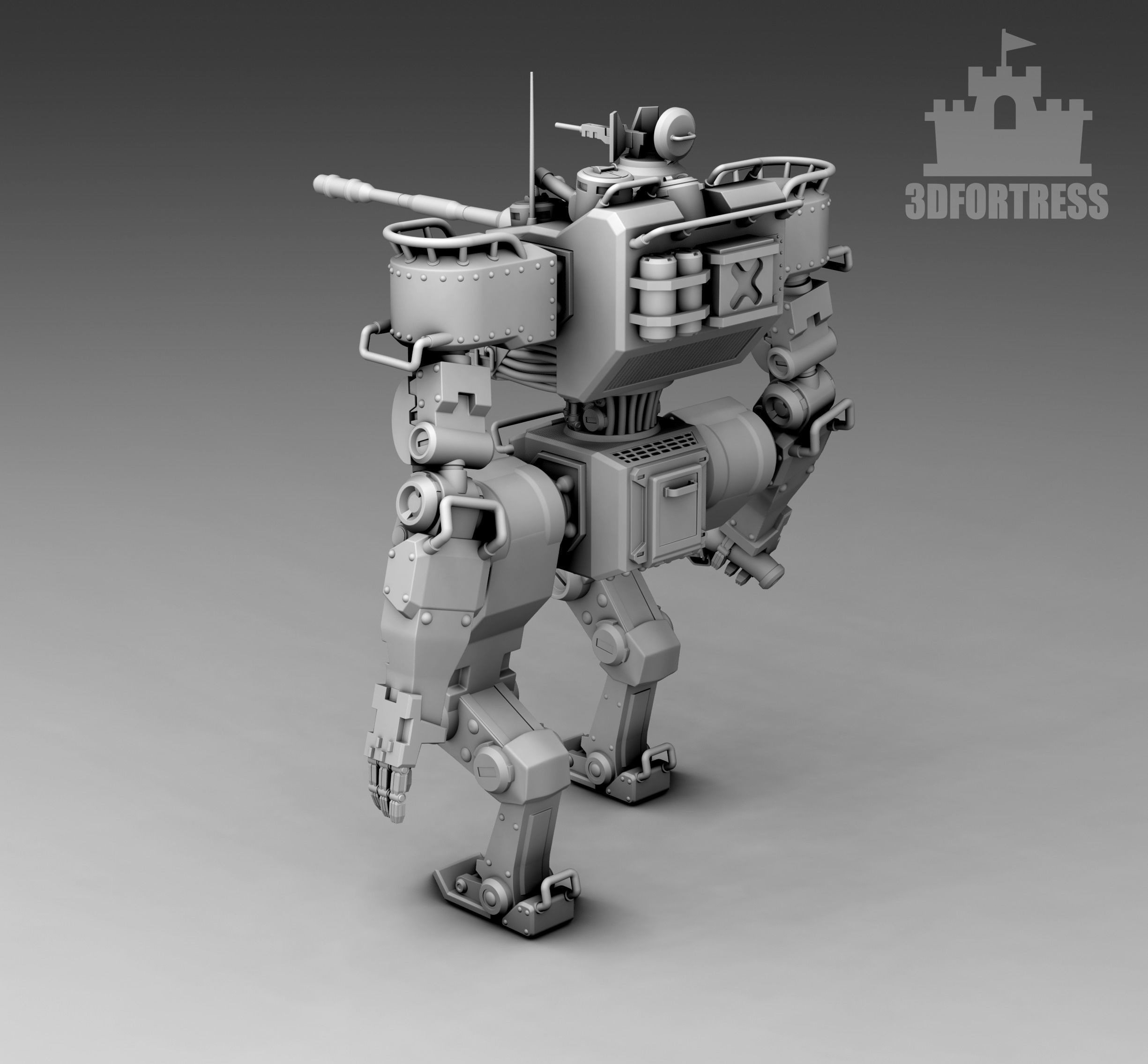  A robot with a shotgun 3D print model_2