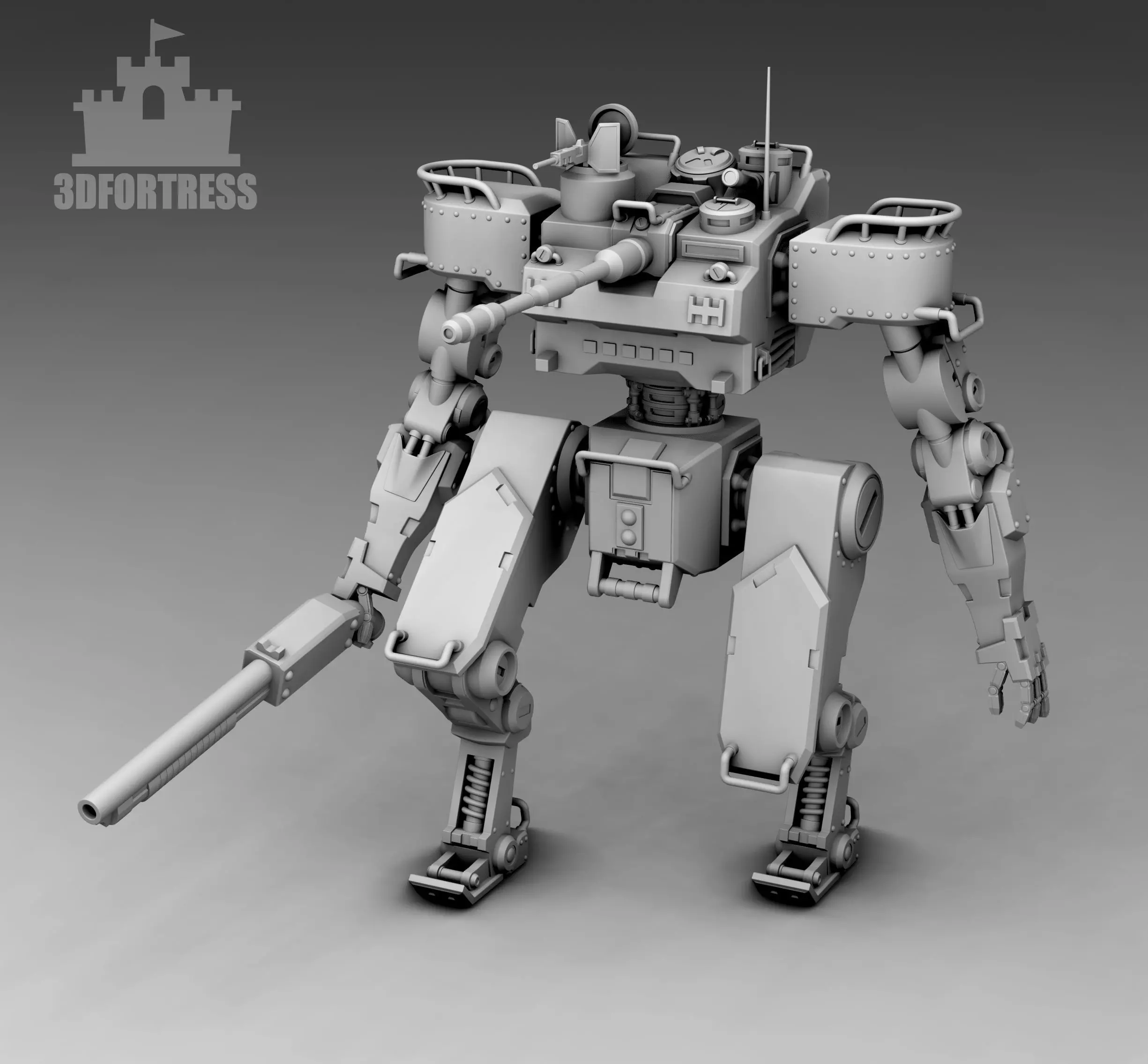  A robot with a shotgun 3D print model_0