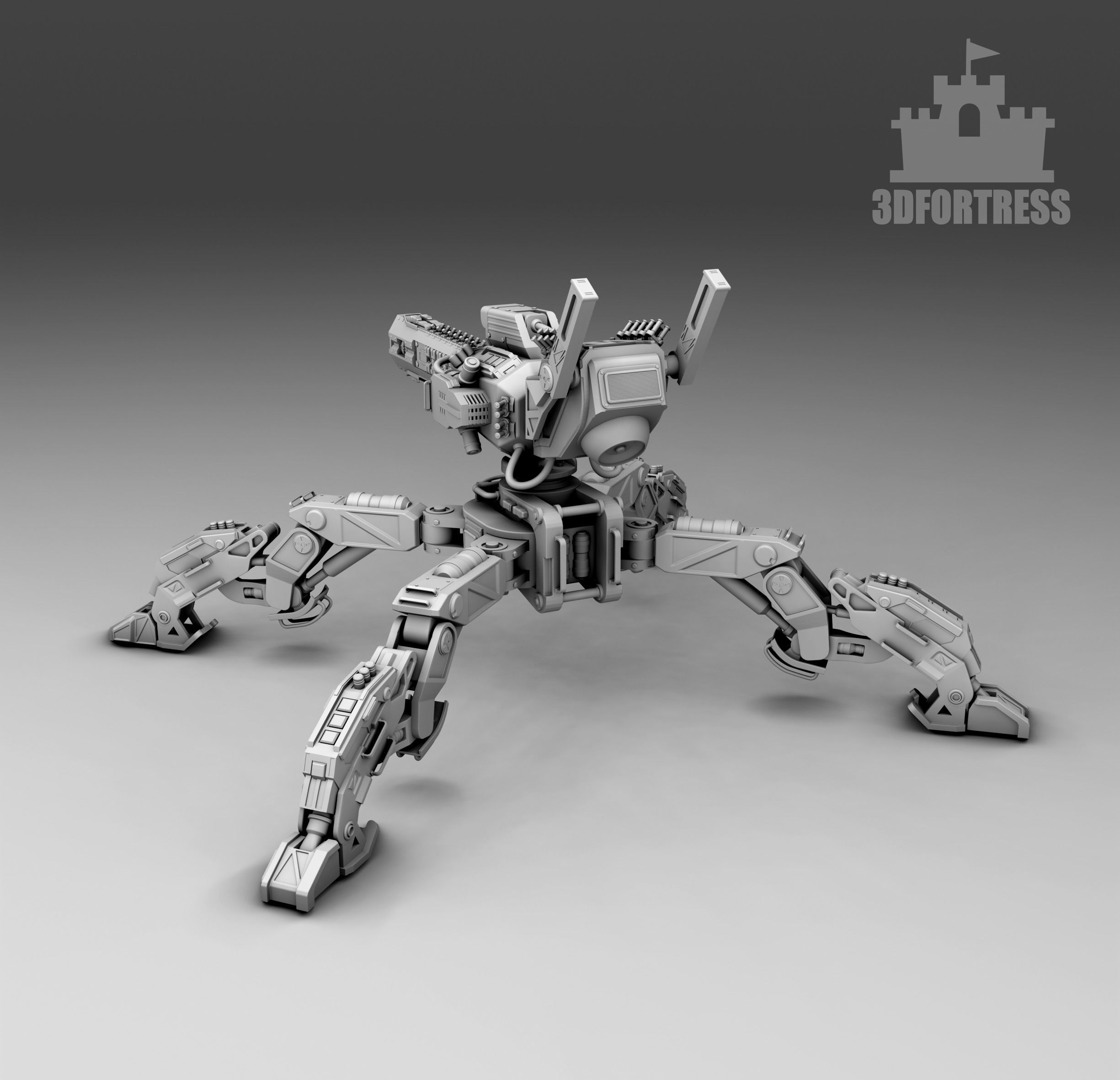  Robot with powerful weapons 3D print model_1