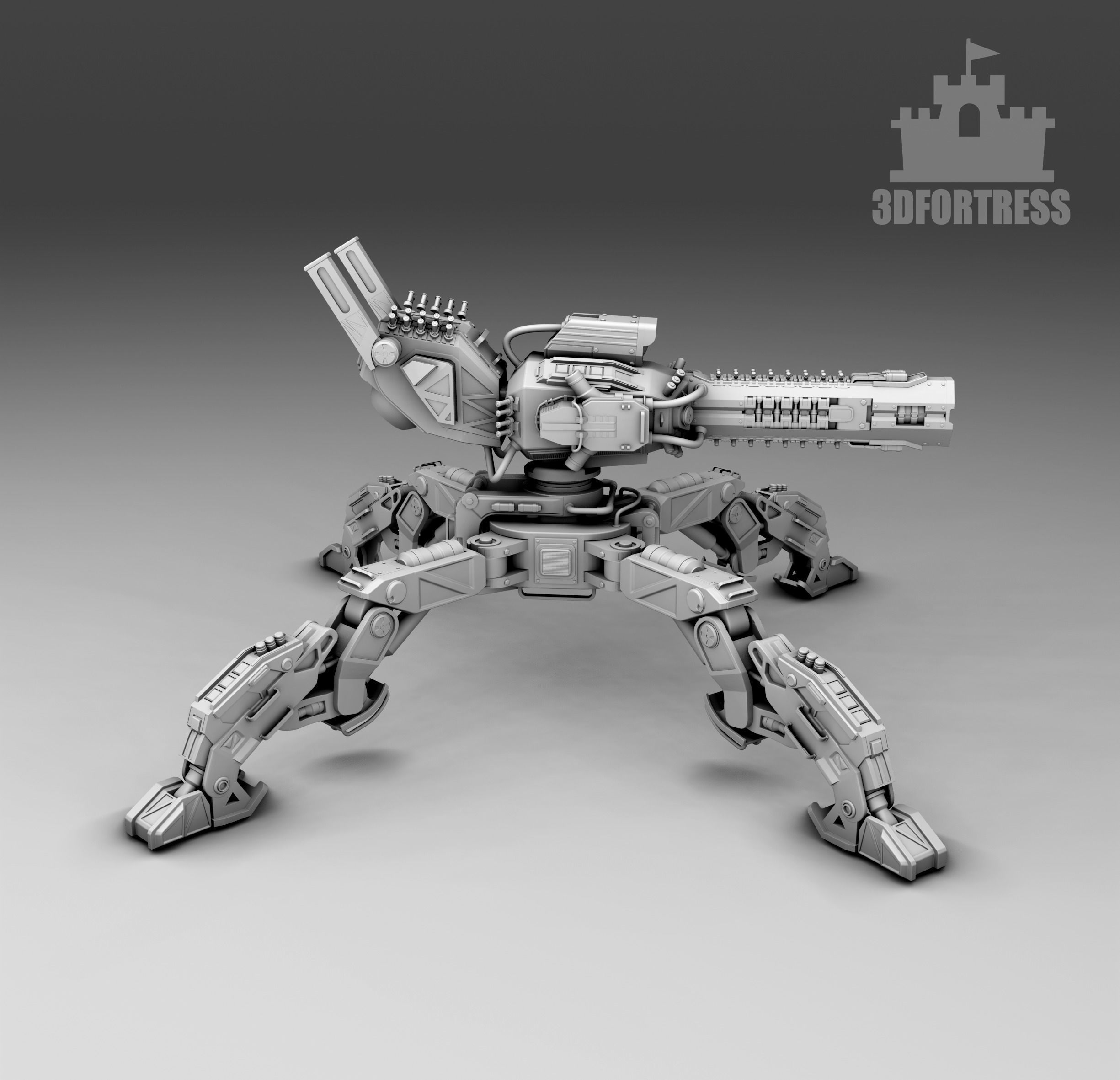  Robot with powerful weapons 3D print model_2