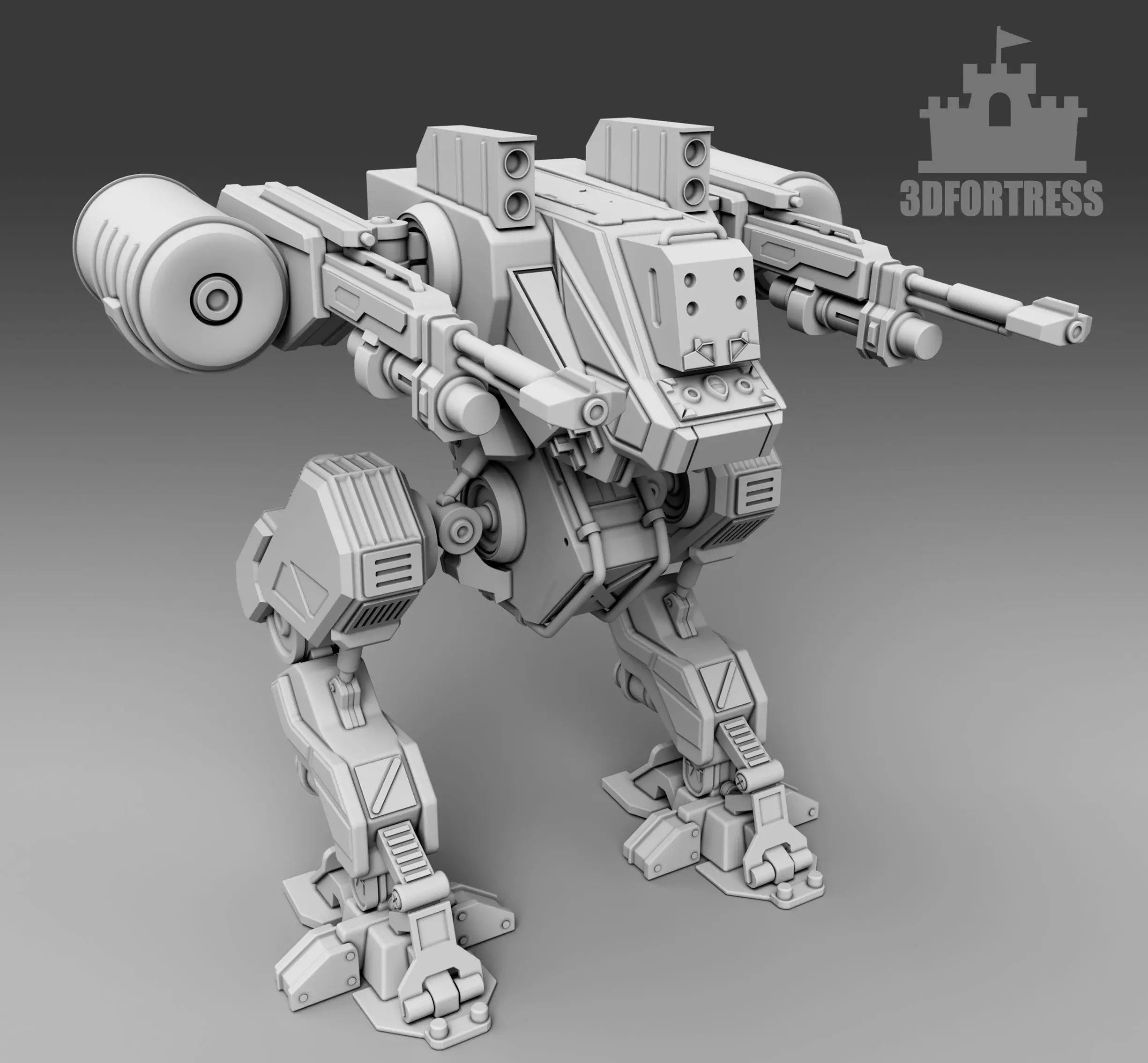  Robot with large-caliber weapons 3D print model_0