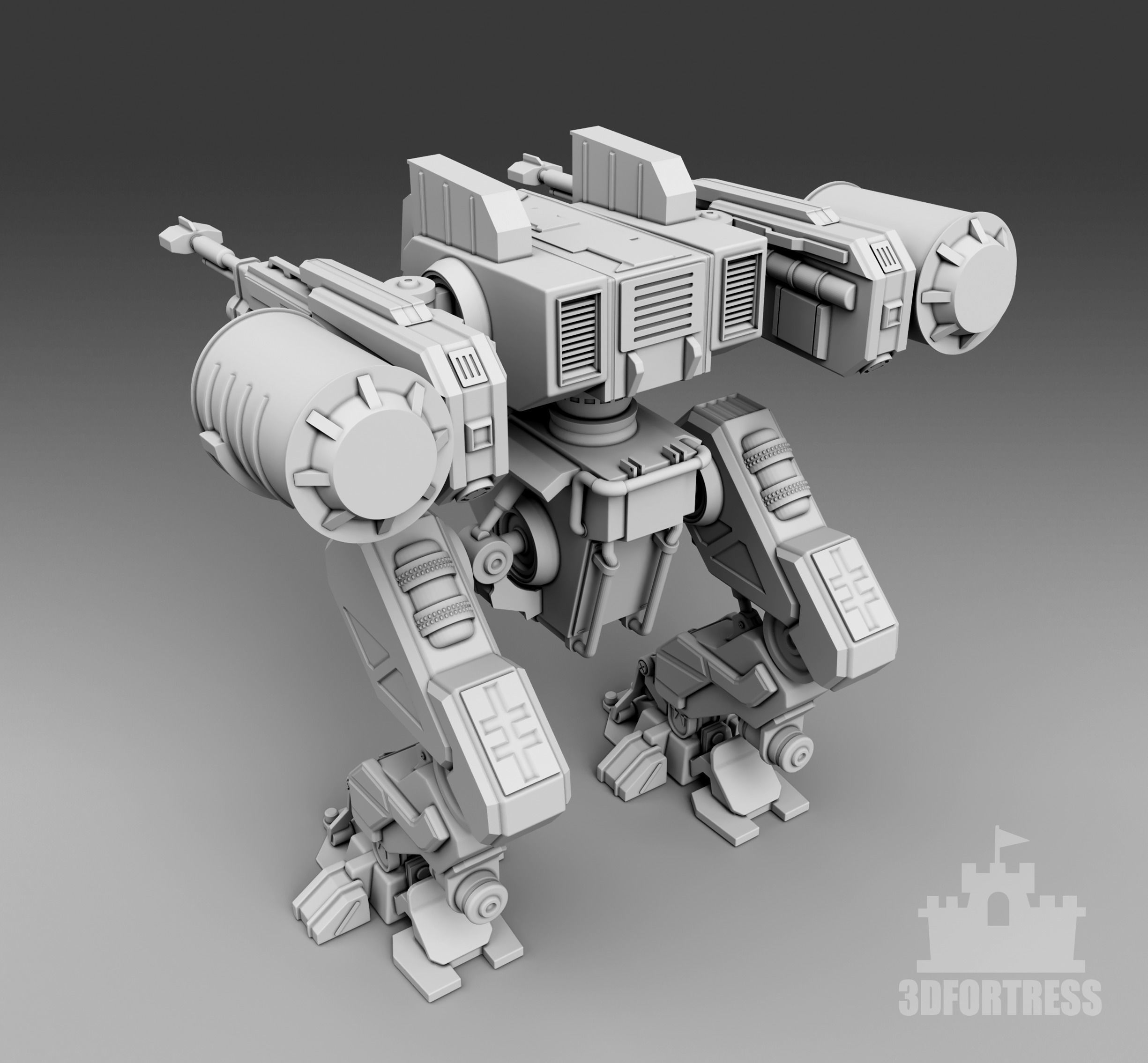  Robot with large-caliber weapons 3D print model_2