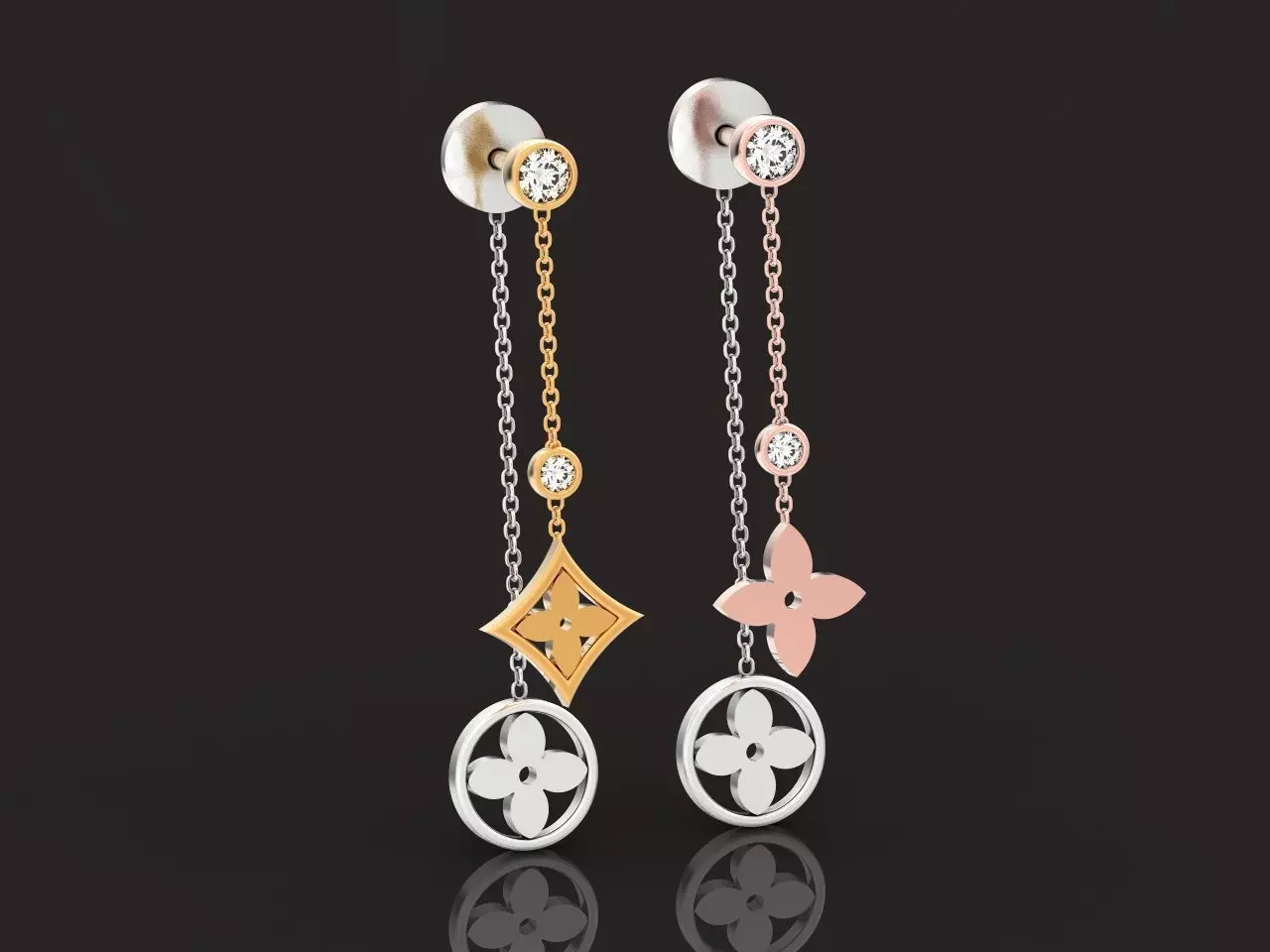 Louis Vuitton Blossom Long Earrings 1220 3D print model