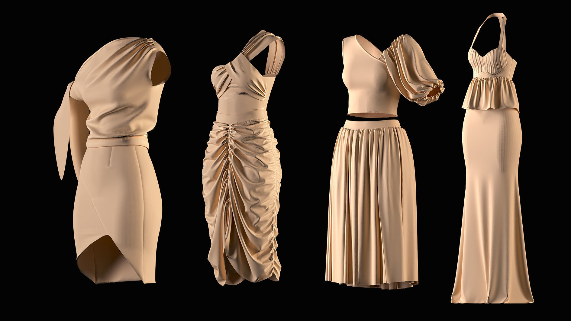 Crop top and Skirt 3D model_7