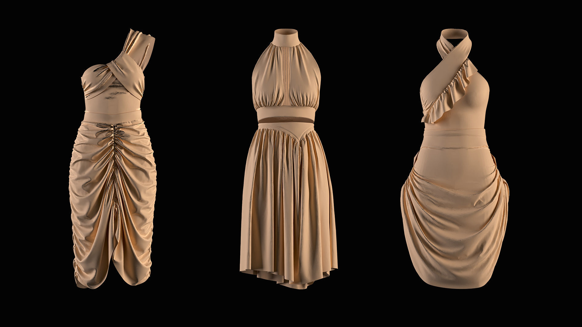 Crop top and Skirt 3D model_2
