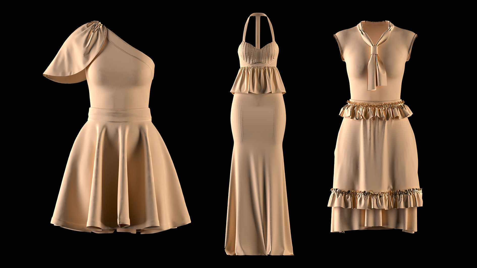 Crop top and Skirt 3D model_5