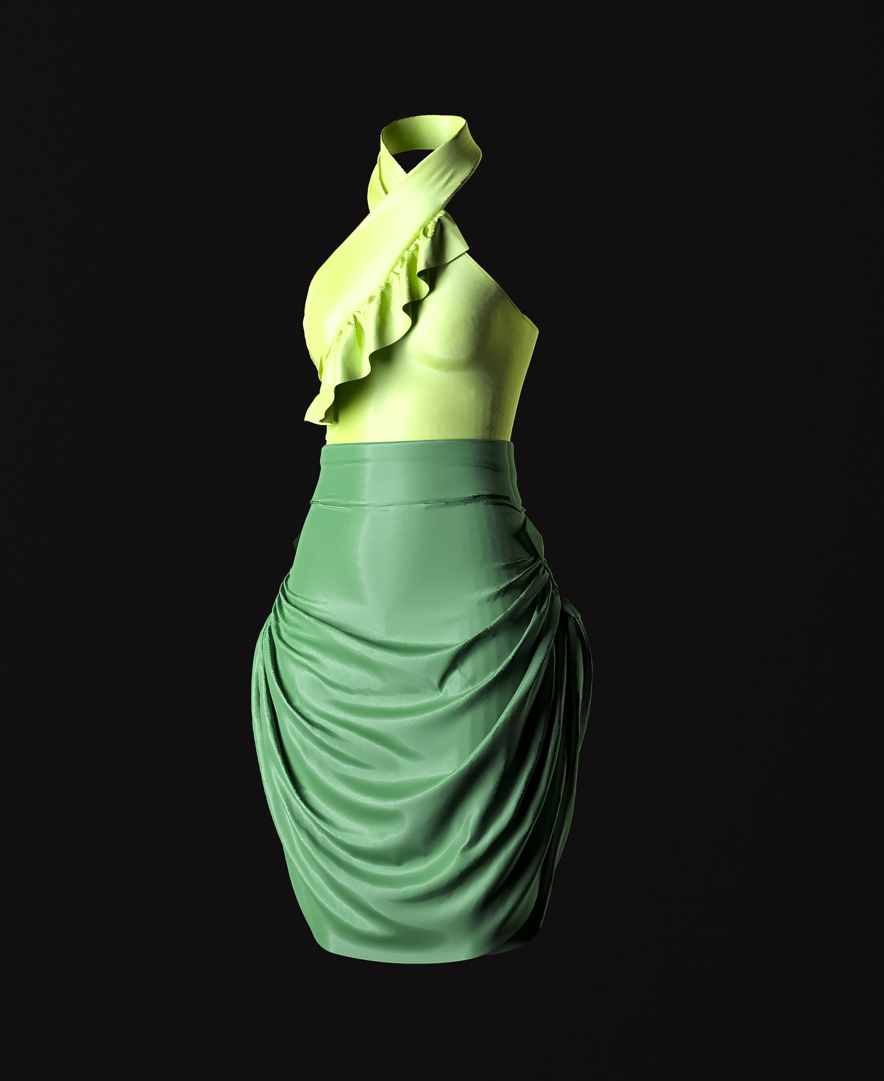 Crop top and Skirt 3D model_9