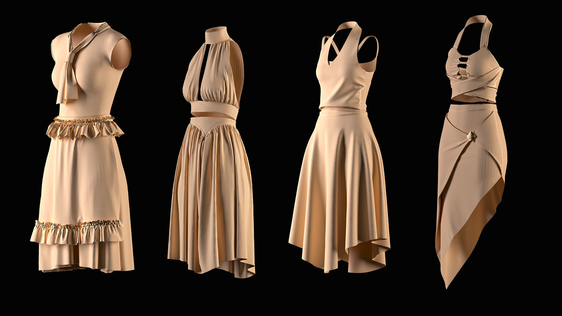 Crop top and Skirt 3D model_6