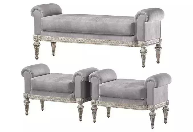 theodore alexander fontenay bench and pouf