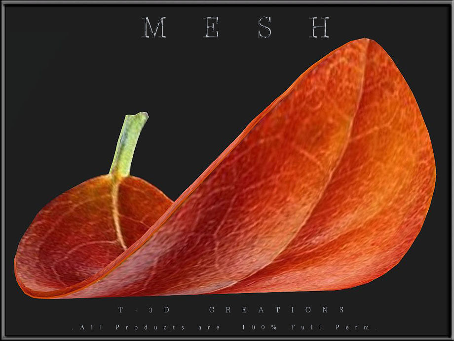 Autumn orange leaf 02 - Curved Low-poly 3D model_2