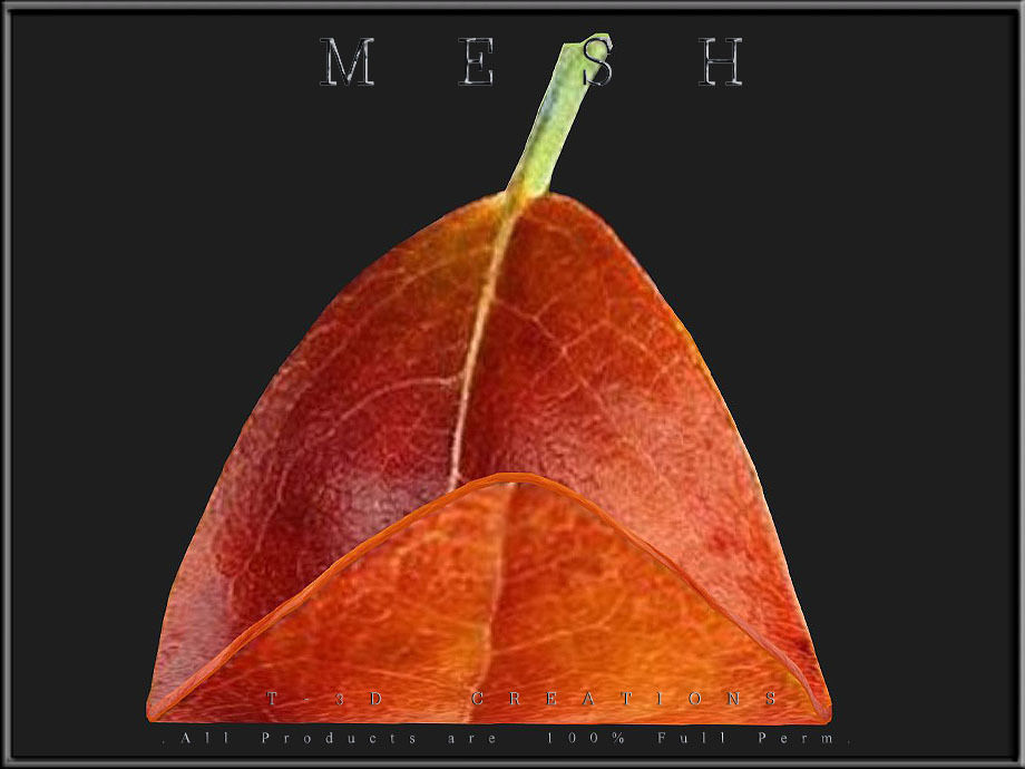 Autumn orange leaf 02 - Curved Low-poly 3D model_3