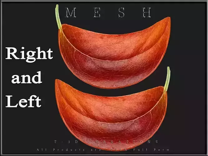 Autumn orange leaf 02 - Curved Low-poly 3D model