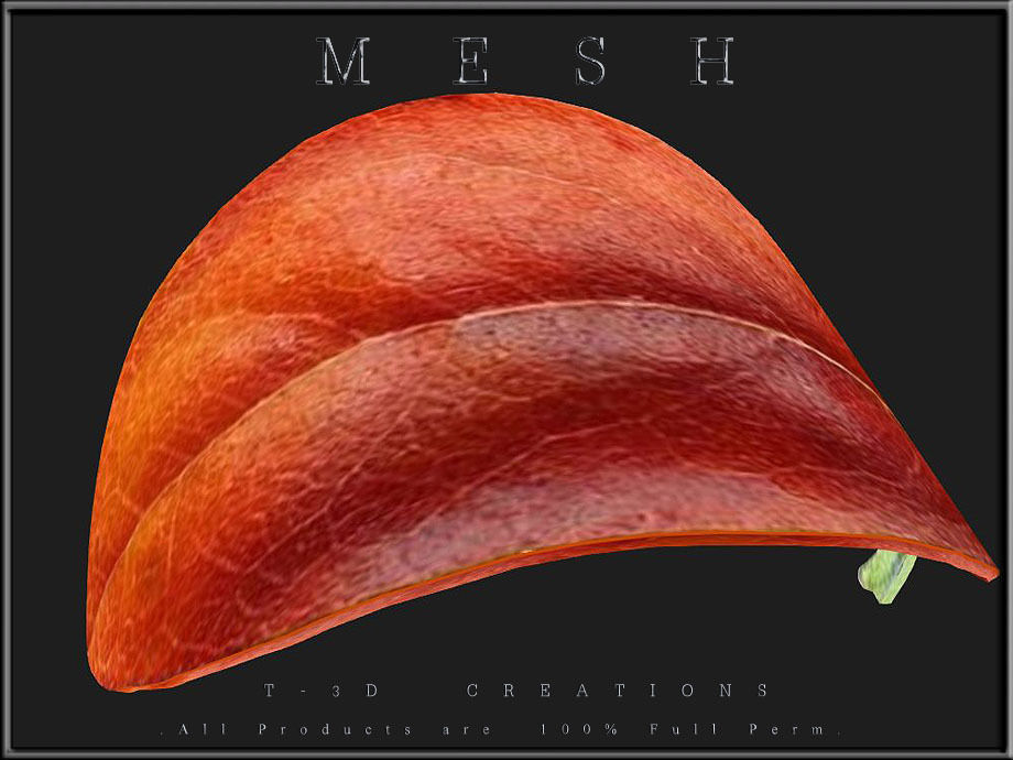 Autumn orange leaf 02 - Curved Low-poly 3D model_4