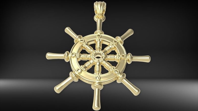 Ship Wheel Pendant necklace charm Bracelet Jewelry 3D print model_24
