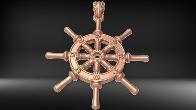 Ship Wheel Pendant necklace charm Bracelet Jewelry 3D print model_21