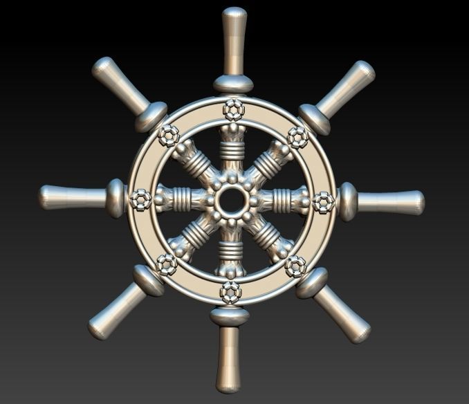 Ship Wheel Pendant necklace charm Bracelet Jewelry 3D print model_10