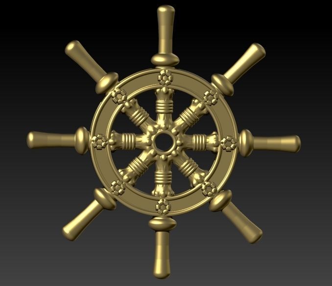 Ship Wheel Pendant necklace charm Bracelet Jewelry 3D print model_4