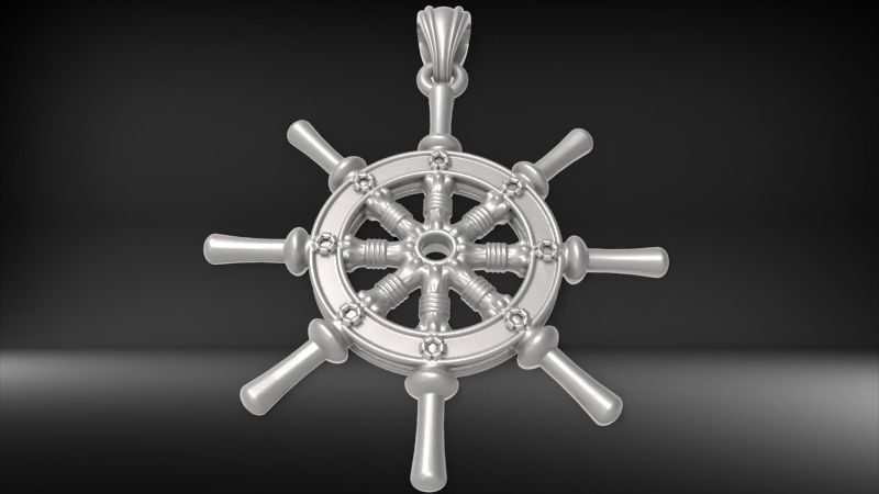 Ship Wheel Pendant necklace charm Bracelet Jewelry 3D print model_15