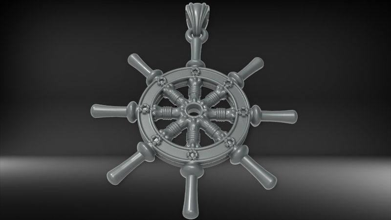 Ship Wheel Pendant necklace charm Bracelet Jewelry 3D print model_14