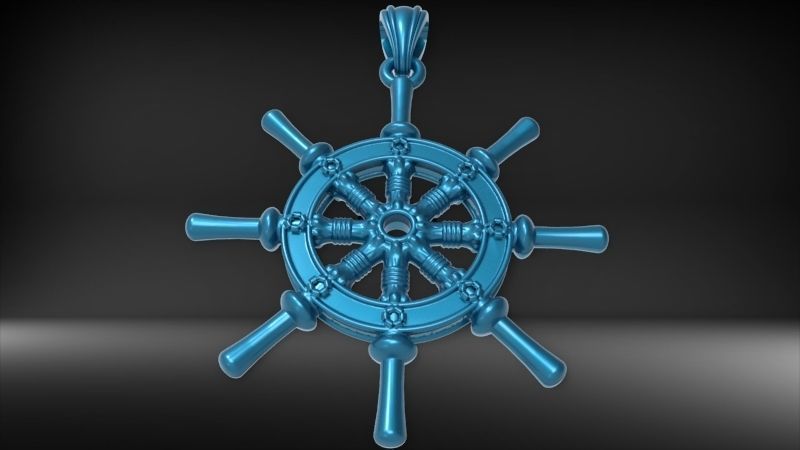 Ship Wheel Pendant necklace charm Bracelet Jewelry 3D print model_13