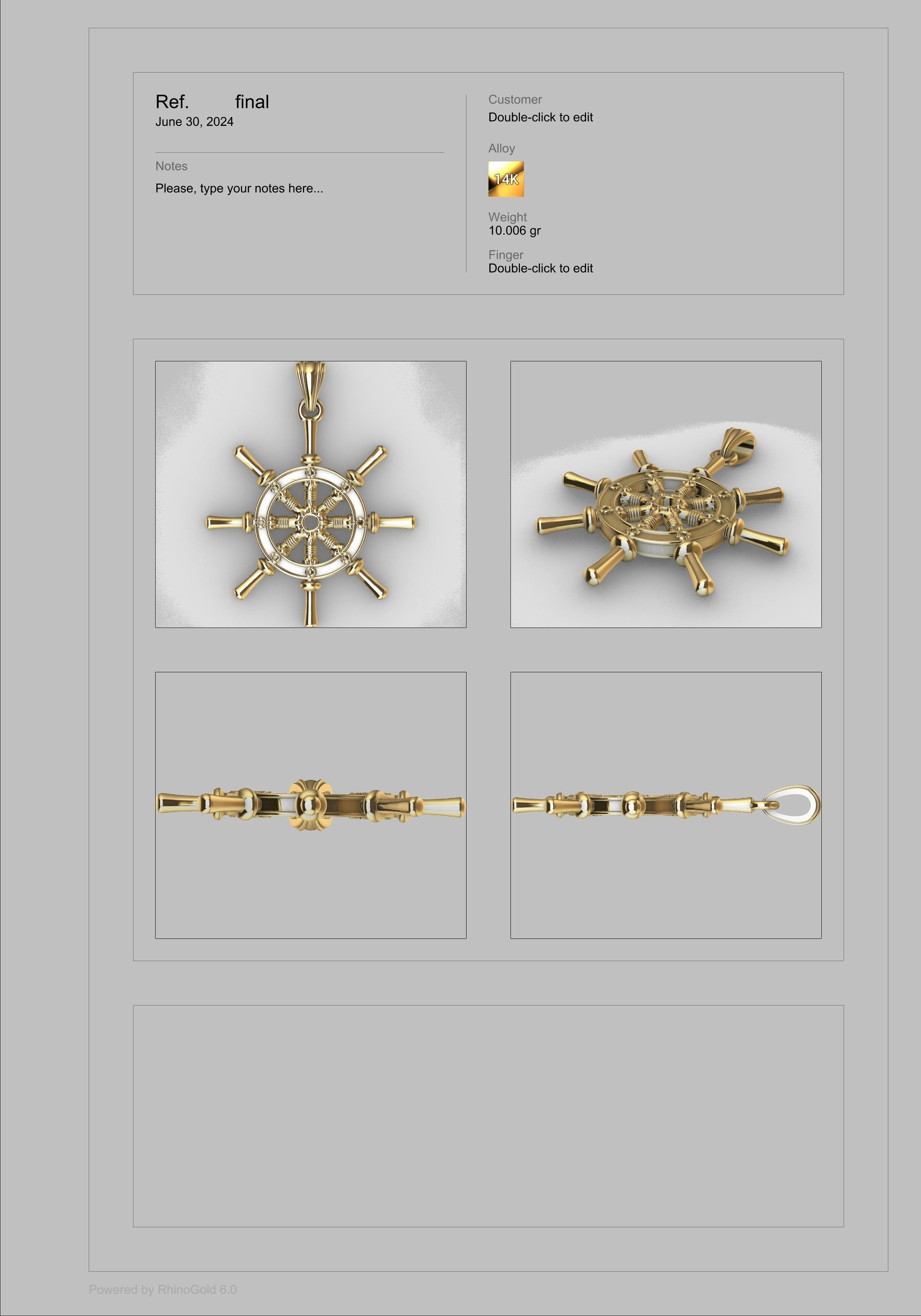 Ship Wheel Pendant necklace charm Bracelet Jewelry 3D print model_9