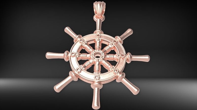 Ship Wheel Pendant necklace charm Bracelet Jewelry 3D print model_22