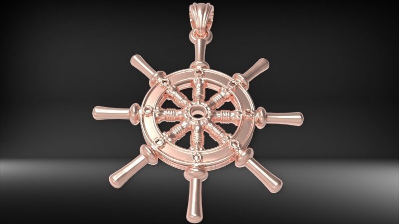 Ship Wheel Pendant necklace charm Bracelet Jewelry 3D print model_23