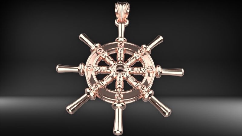 Ship Wheel Pendant necklace charm Bracelet Jewelry 3D print model_2