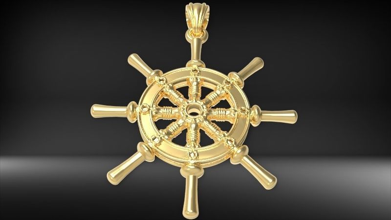 Ship Wheel Pendant necklace charm Bracelet Jewelry 3D print model_19