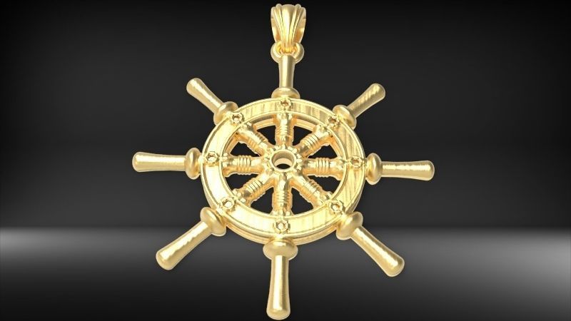 Ship Wheel Pendant necklace charm Bracelet Jewelry 3D print model_20
